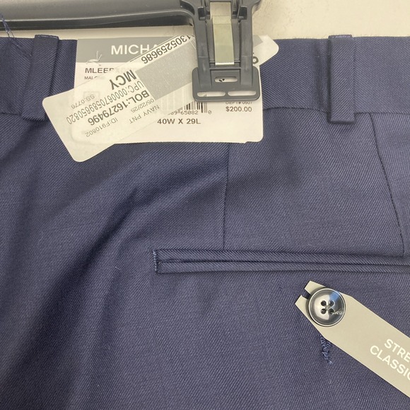 Michael Kors Mens‎ Classic fit Dress Pants 40Wx29L Navy Blue Wool E091346 - Picture 6 of 8
